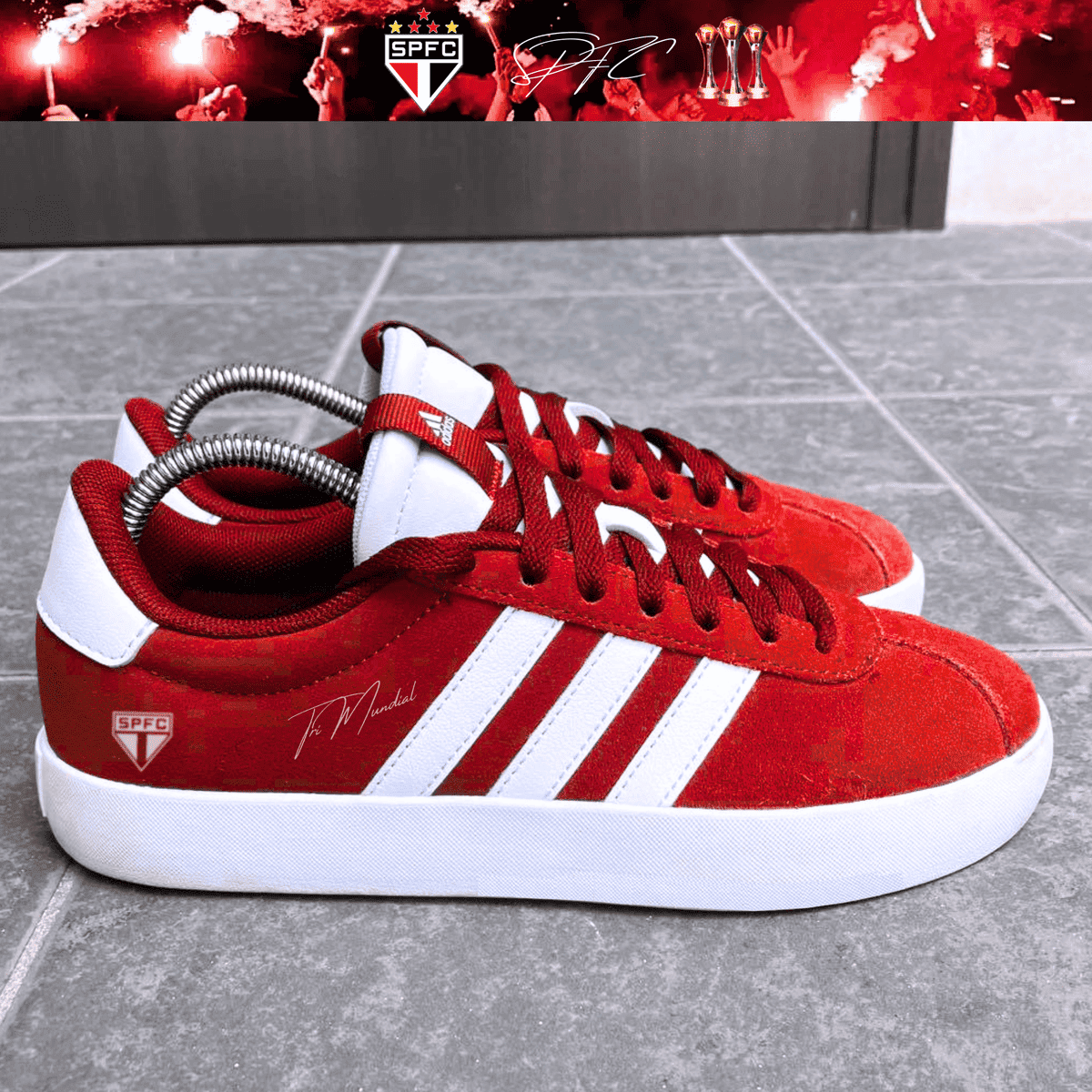 Exclusivo: Tênis Grand Court e VL Court 3.0 Signature Customizado SPFC Tri Mundial + *BRINDE 1x Caneca Oficial* - EDIÇÃO LIMITADA