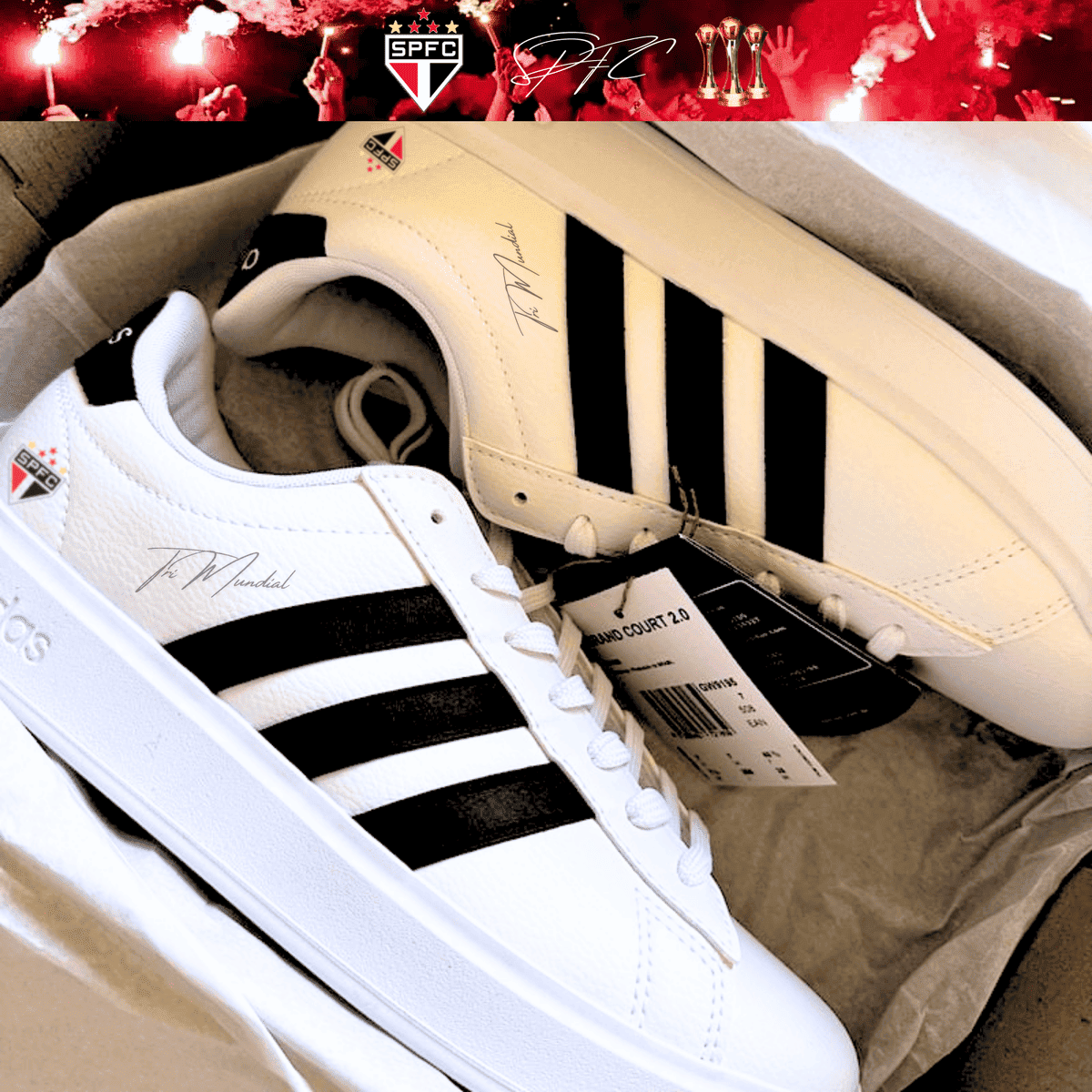 Exclusivo: Tênis Grand Court e VL Court 3.0 Signature Customizado SPFC Tri Mundial + *BRINDE 1x Caneca Oficial* - EDIÇÃO LIMITADA