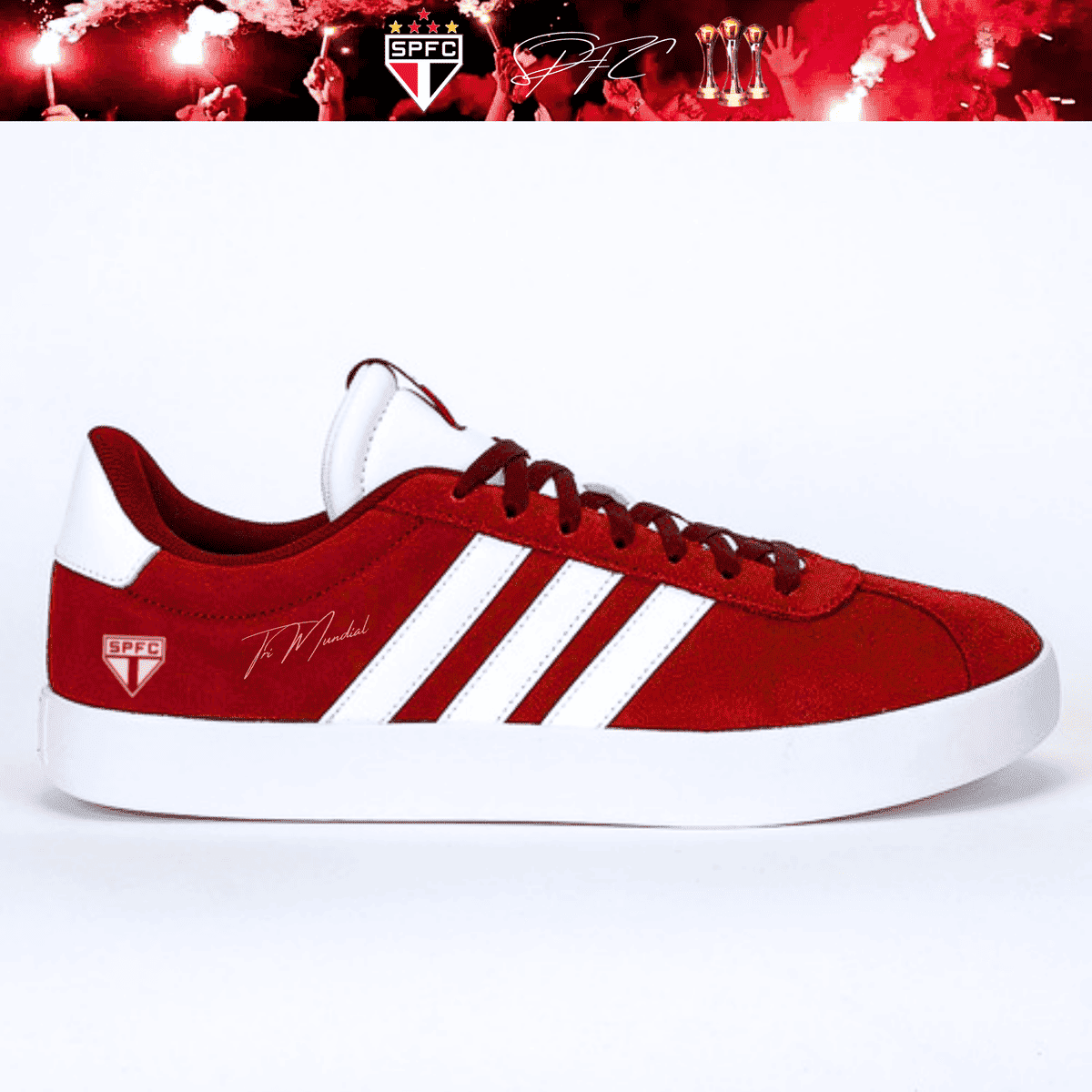 Exclusivo: Tênis Grand Court e VL Court 3.0 Signature Customizado SPFC Tri Mundial + *BRINDE 1x Caneca Oficial* - EDIÇÃO LIMITADA