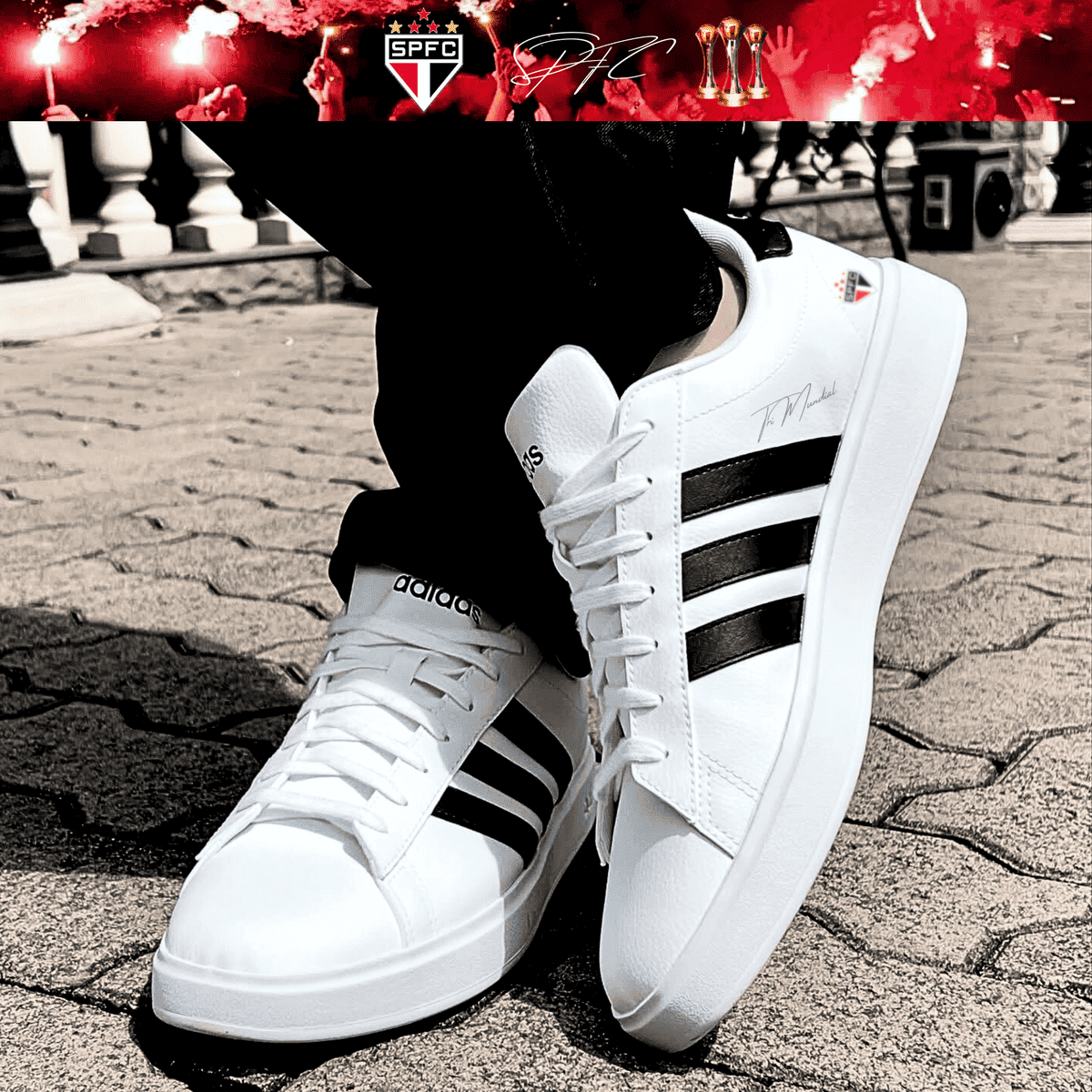 Exclusivo: Tênis Grand Court e VL Court 3.0 Signature Customizado SPFC Tri Mundial + *BRINDE 1x Caneca Oficial* - EDIÇÃO LIMITADA