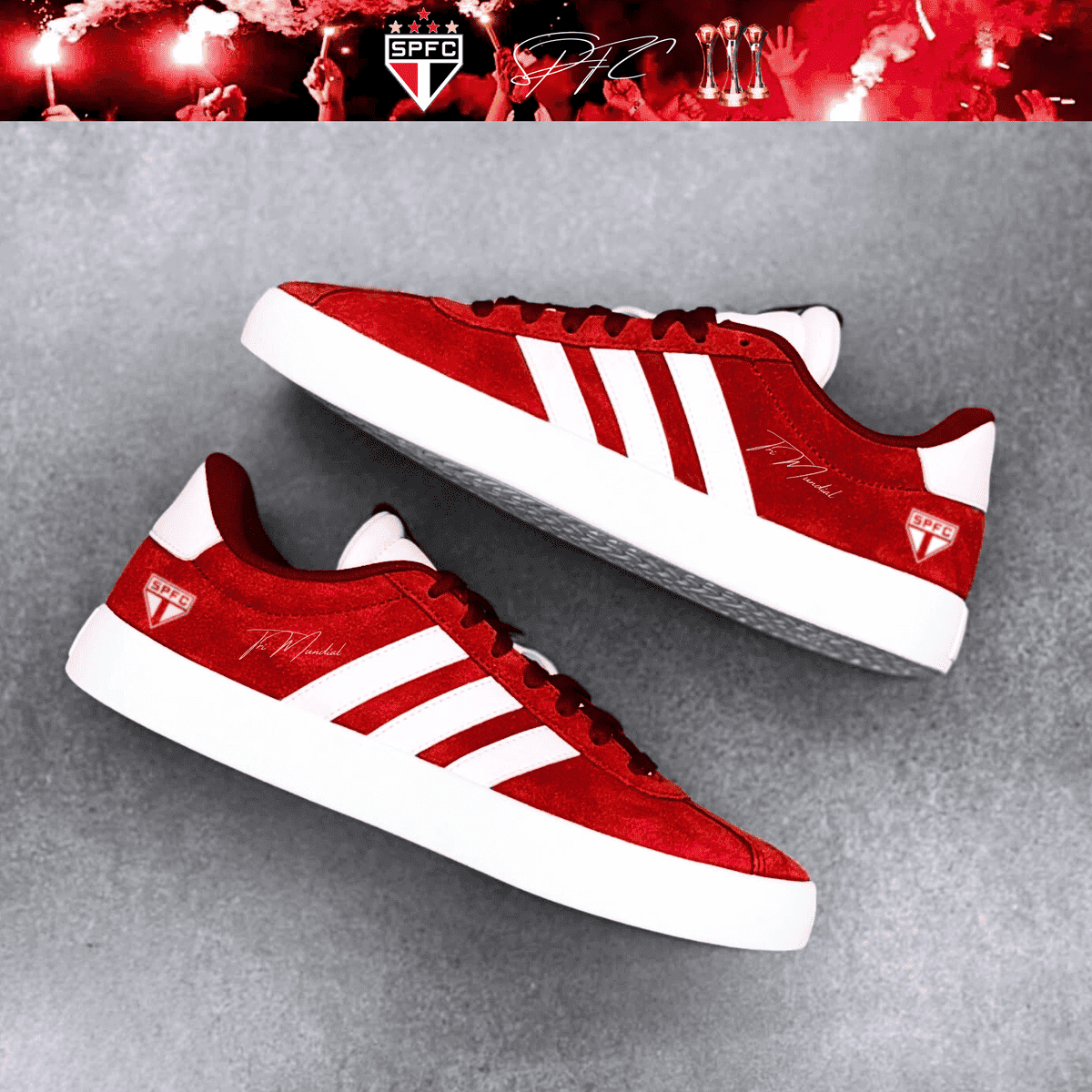 Exclusivo: Tênis Grand Court e VL Court 3.0 Signature Customizado SPFC Tri Mundial + *BRINDE 1x Caneca Oficial* - EDIÇÃO LIMITADA