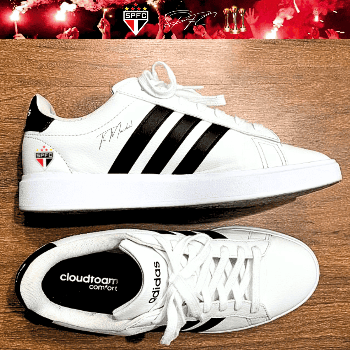 Exclusivo: Tênis Grand Court e VL Court 3.0 Signature Customizado SPFC Tri Mundial + *BRINDE 1x Caneca Oficial* - EDIÇÃO LIMITADA