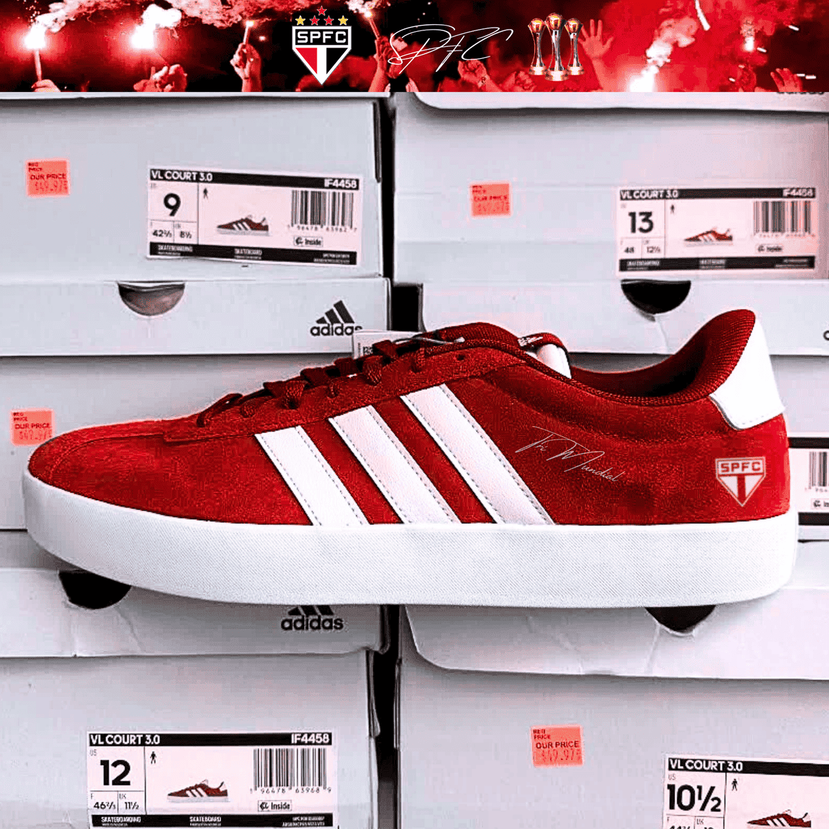 Exclusivo: Tênis Grand Court e VL Court 3.0 Signature Customizado SPFC Tri Mundial + *BRINDE 1x Caneca Oficial* - EDIÇÃO LIMITADA