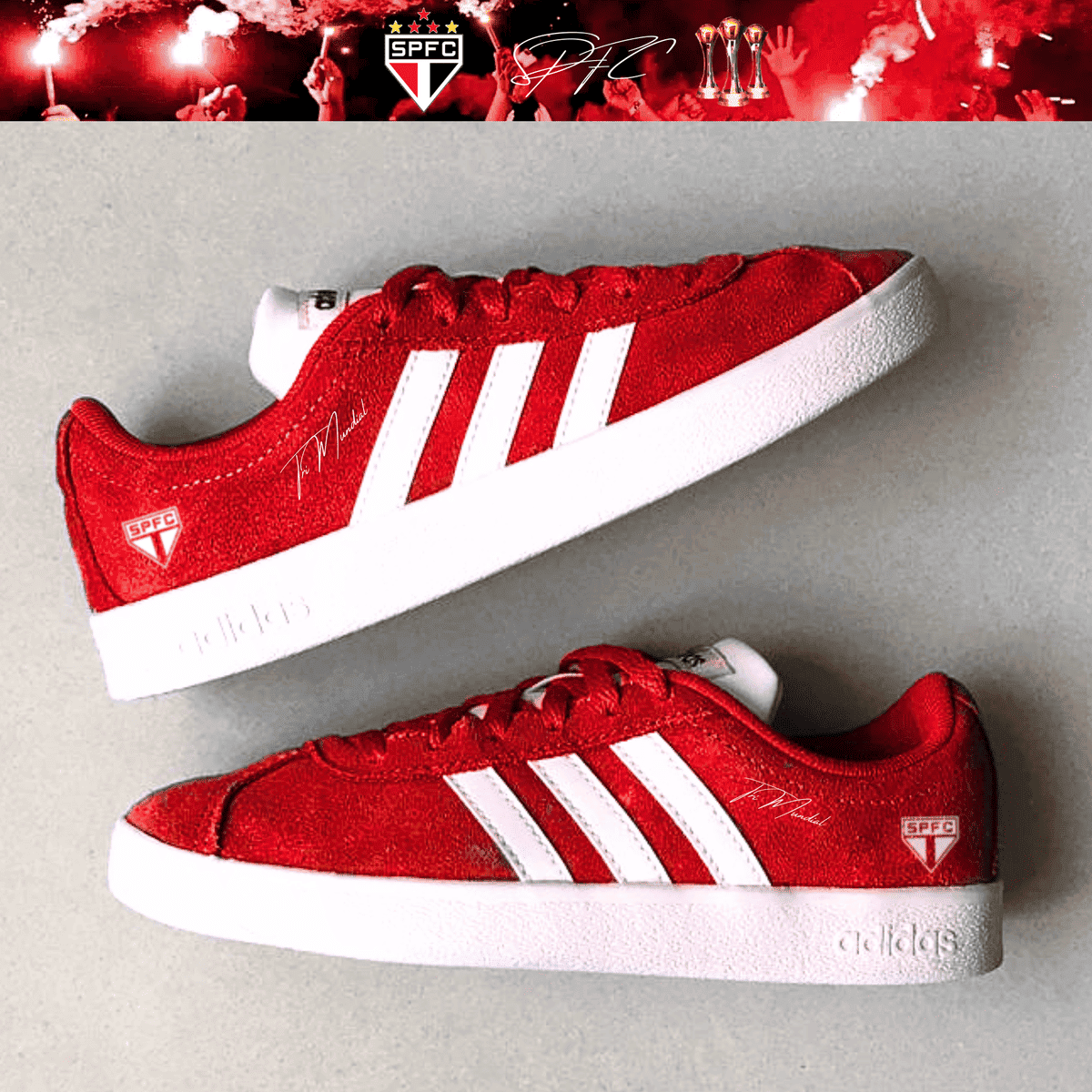 Exclusivo: Tênis Grand Court e VL Court 3.0 Signature Customizado SPFC Tri Mundial + *BRINDE 1x Caneca Oficial* - EDIÇÃO LIMITADA