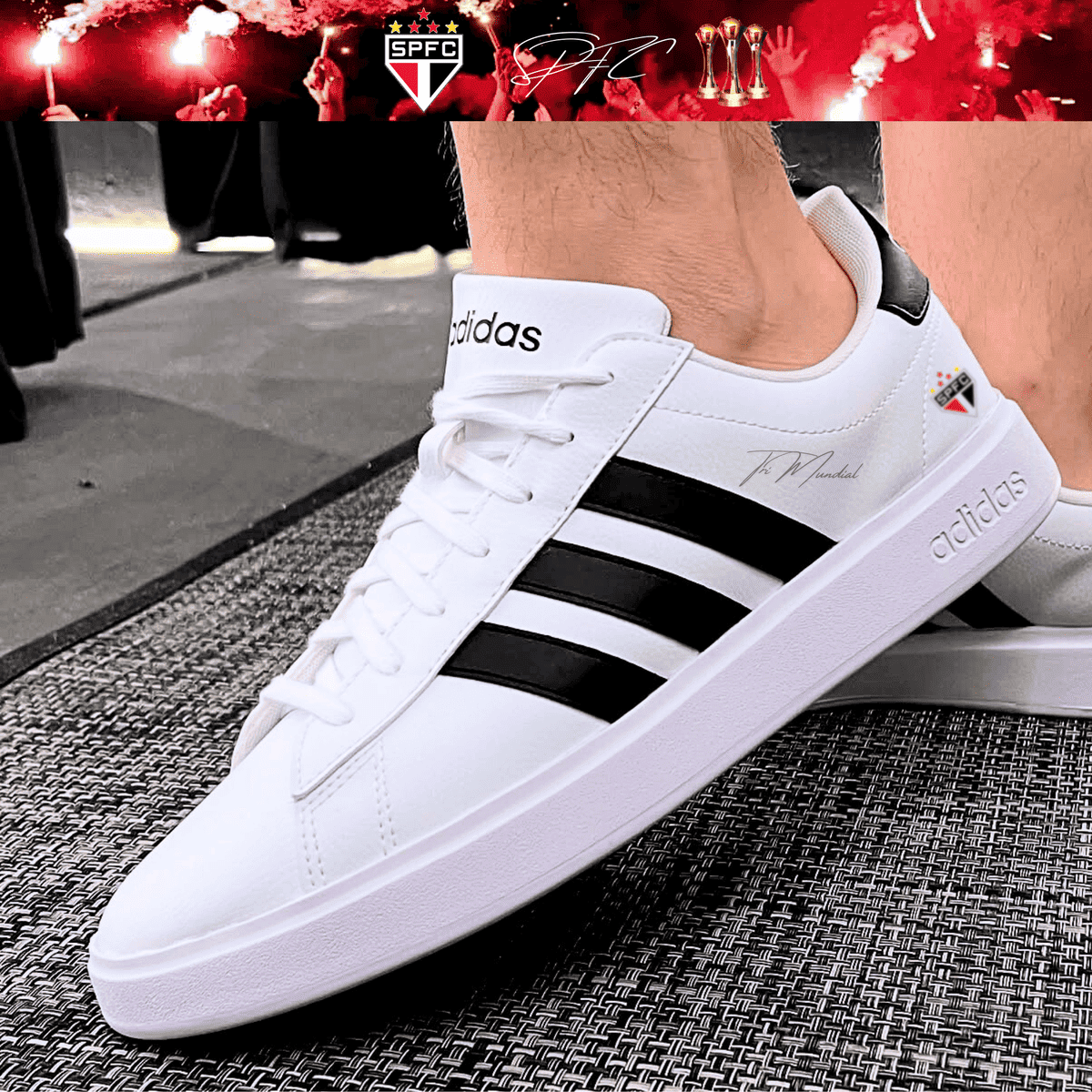 Exclusivo: Tênis Grand Court e VL Court 3.0 Signature Customizado SPFC Tri Mundial + *BRINDE 1x Caneca Oficial* - EDIÇÃO LIMITADA