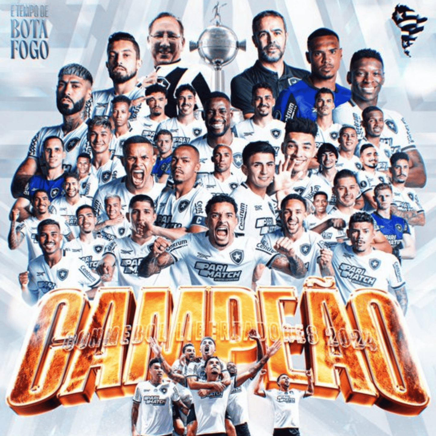 Exclusivo: Quadro de Medalhas Botafogo Multicampeão 2024 Brasileirão e Libertadores Moldura de Madeira 33x33cm + *BRINDE 1x Caneca* - EDIÇÃO LIMITADA