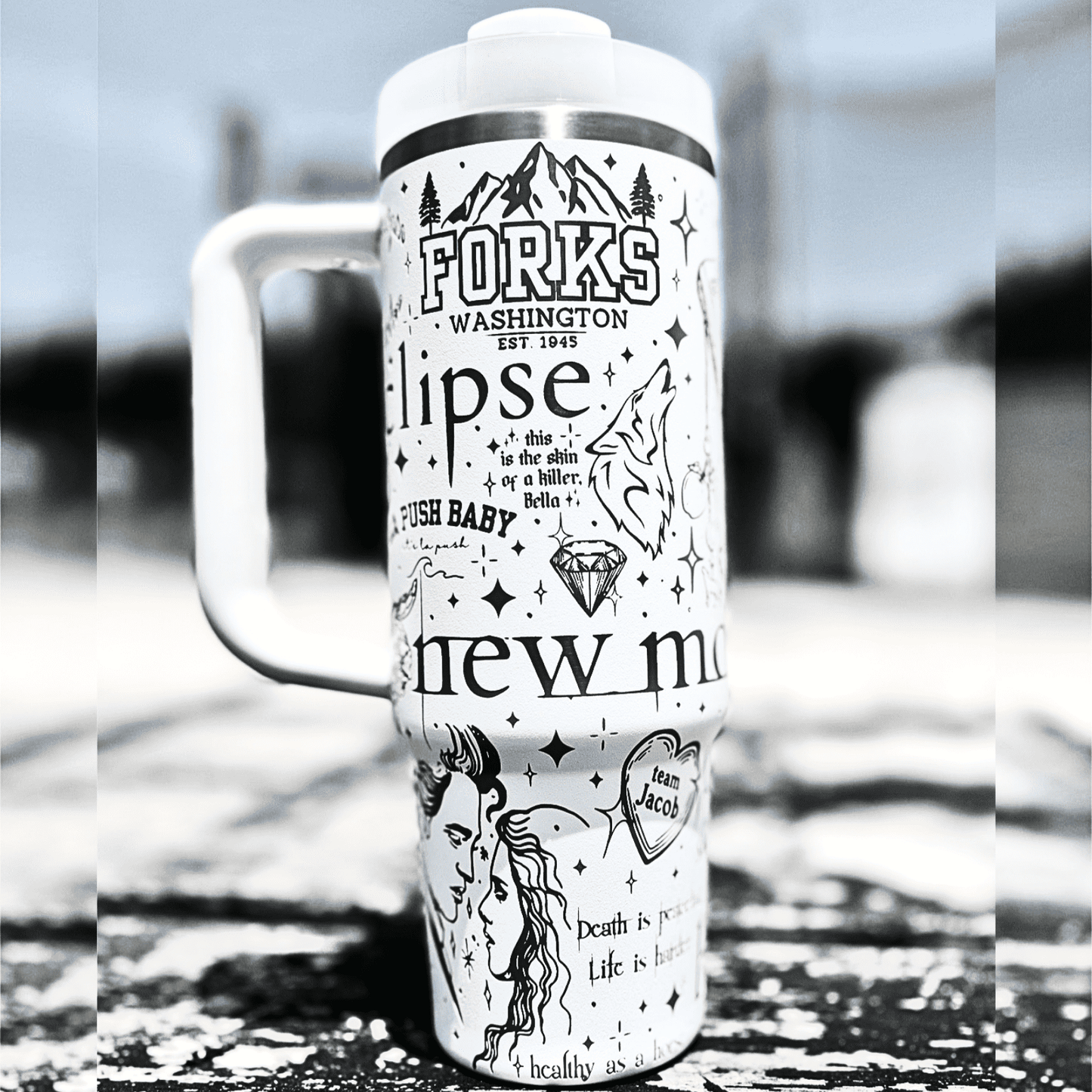 Exclusivo: Garrafa Térmica 1.2L Edição Especial Crepúsculo Twilight Customizada Gravação Laser + *BRINDE 1x Chaveiro Exclusivo* - EDIÇÃO LIMITADA