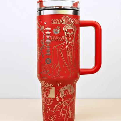 Exclusivo: Garrafa Térmica 1.2L Edição Especial BTS Customizada Gravação Laser + *BRINDE 1x Chaveiro Exclusivo* - EDIÇÃO LIMITADA