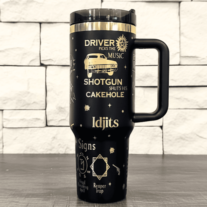 Exclusivo: Garrafa Térmica 1.2L Edição Especial Supernatural Customizada Dourado Gravação Laser + *BRINDE 1x Chaveiro Exclusivo* - EDIÇÃO LIMITADA