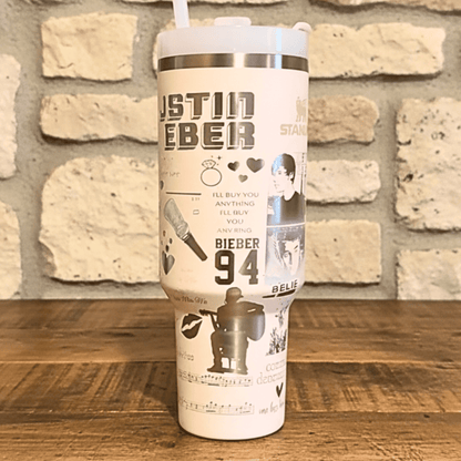 Exclusivo: Garrafa Térmica 1.2L Edição Especial Justin Bieber Customizada Gravação Laser + *BRINDE 1x Chaveiro Exclusivo* - EDIÇÃO LIMITADA