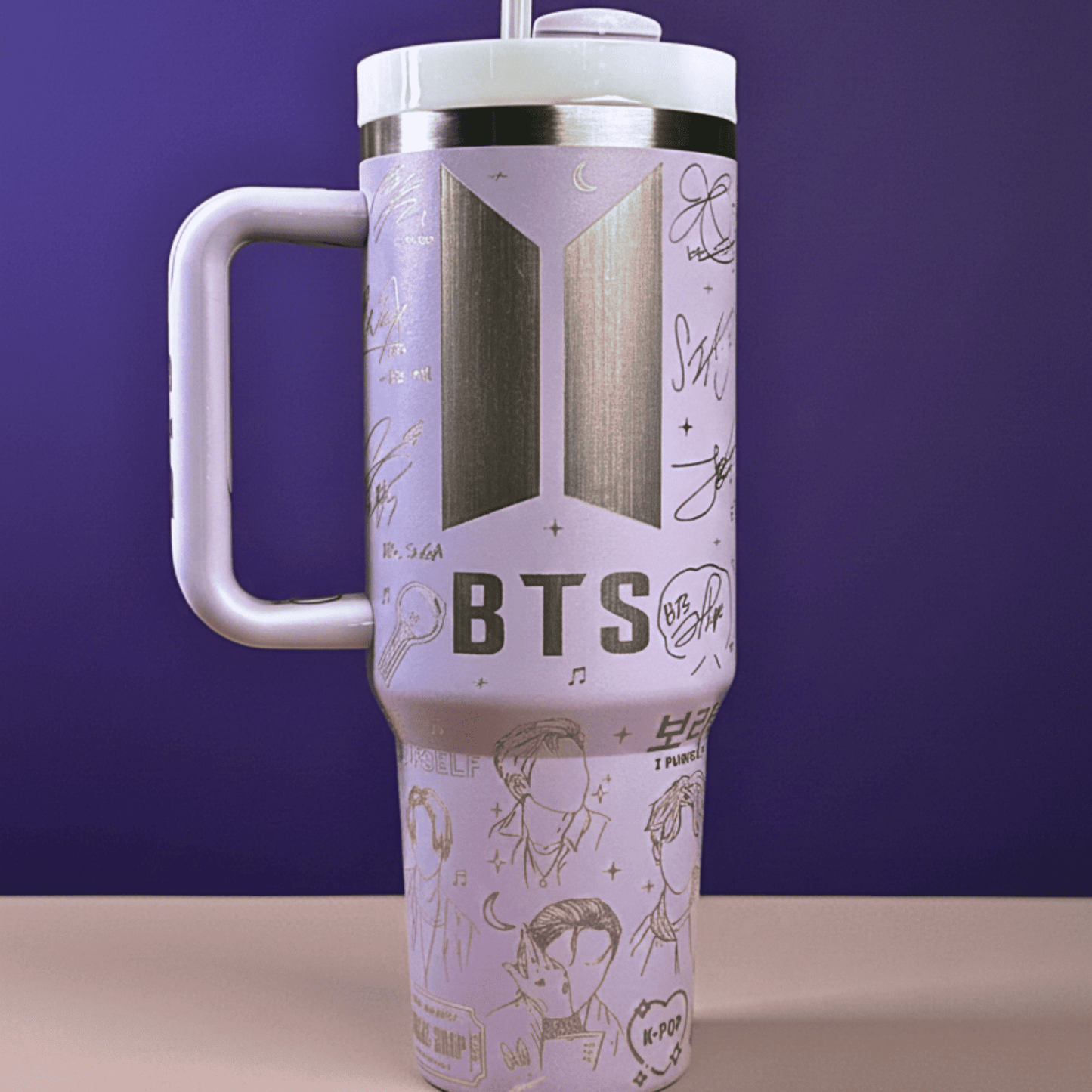 Exclusivo: Garrafa Térmica 1.2L Edição Especial BTS Customizada Gravação Laser + *BRINDE 1x Chaveiro Exclusivo* - EDIÇÃO LIMITADA