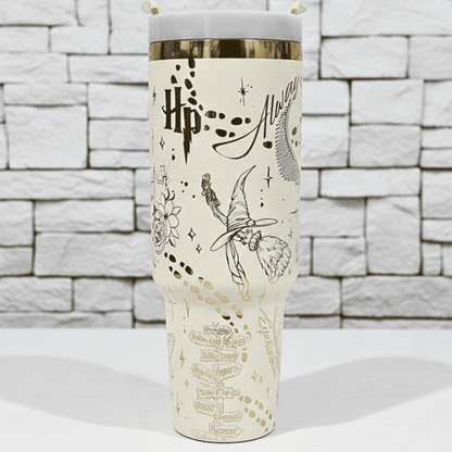 Exclusivo: Garrafa Térmica 1.2L Edição Especial HP Dourada e Metalizada Customizada Gravação Laser + *BRINDE 1x Chaveiro Exclusivo* - EDIÇÃO LIMITADA