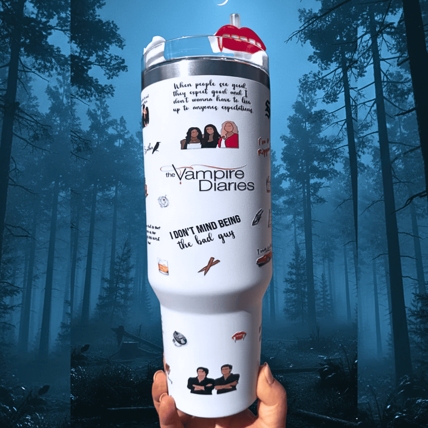 Exclusivo: Garrafa Térmica 1.2L Especial TVD Diários de um Vampiro Customizada Gravação Permanente + *BRINDE 1x Chaveiro Exclusivo* - EDIÇÃO LIMITADA