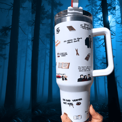 Exclusivo: Garrafa Térmica 1.2L Especial TVD Diários de um Vampiro Customizada Gravação Permanente + *BRINDE 1x Chaveiro Exclusivo* - EDIÇÃO LIMITADA