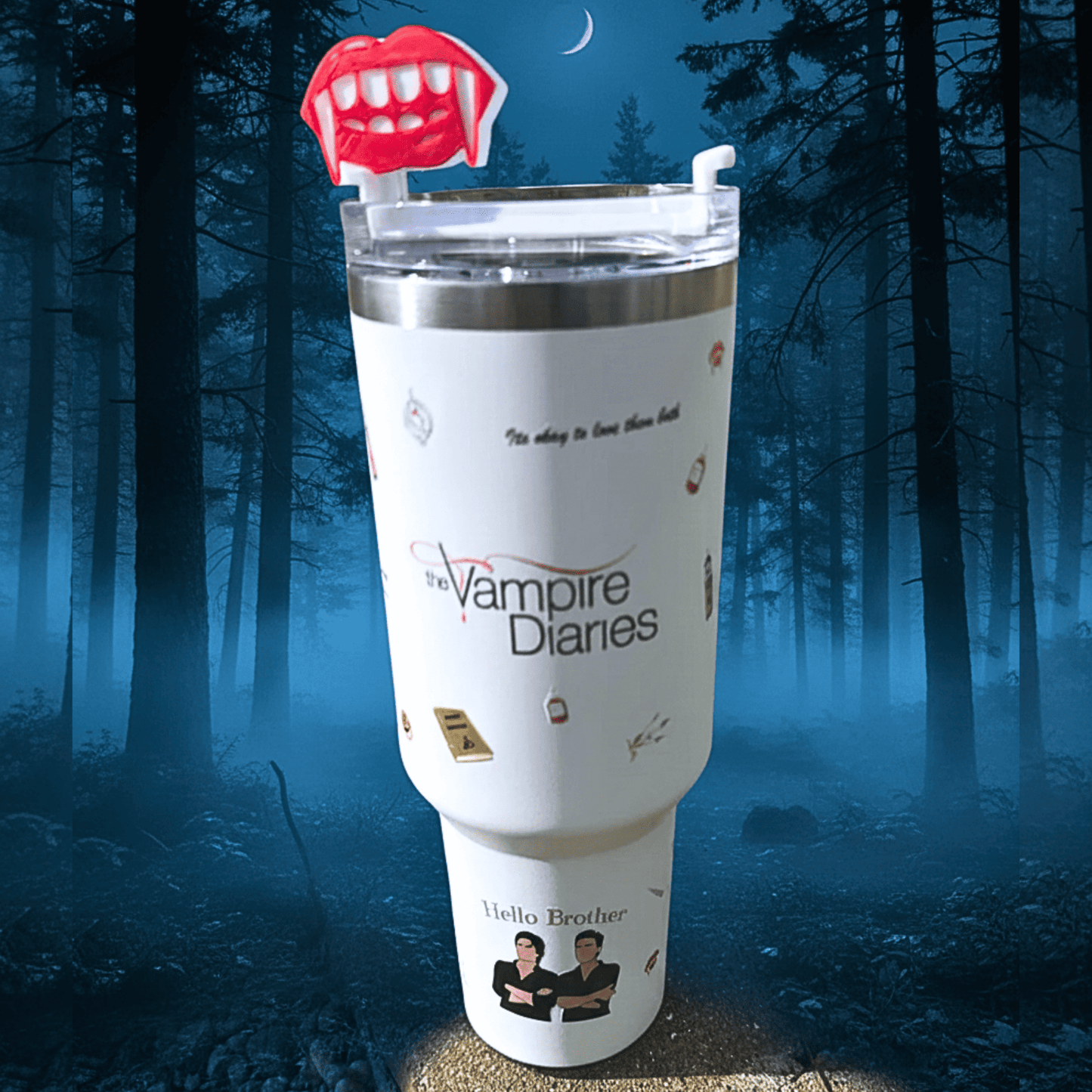 Exclusivo: Garrafa Térmica 1.2L Especial TVD Diários de um Vampiro Customizada Gravação Permanente + *BRINDE 1x Chaveiro Exclusivo* - EDIÇÃO LIMITADA