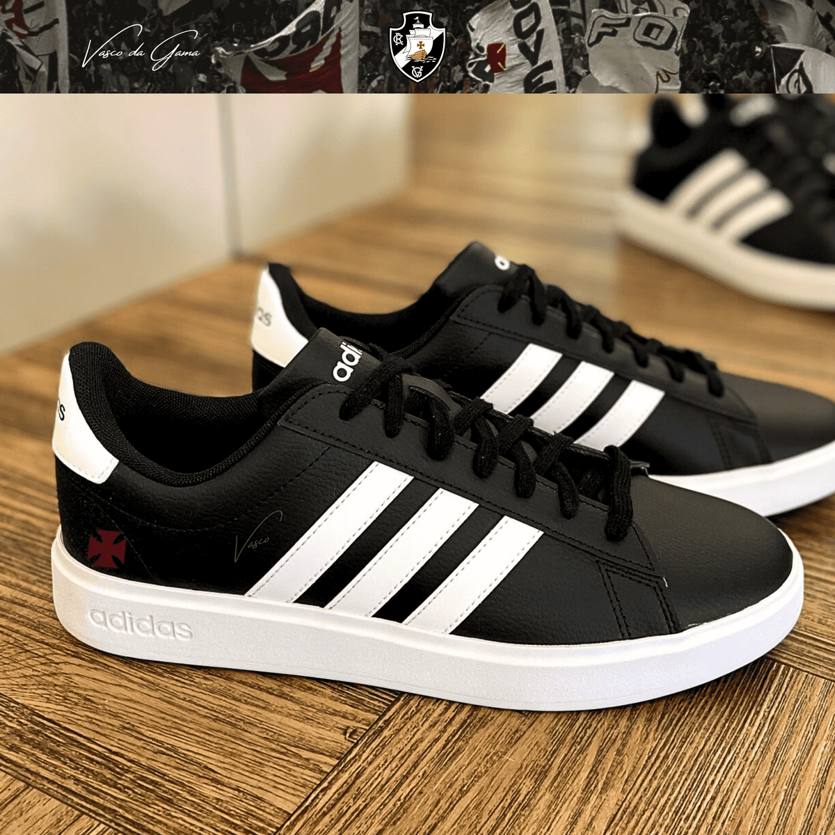 Exclusivo: Tênis Grand Court Signature Customizado Vasco Gigante da Colina + *BRINDE 1x Caneca Oficial* - EDIÇÃO LIMITADA
