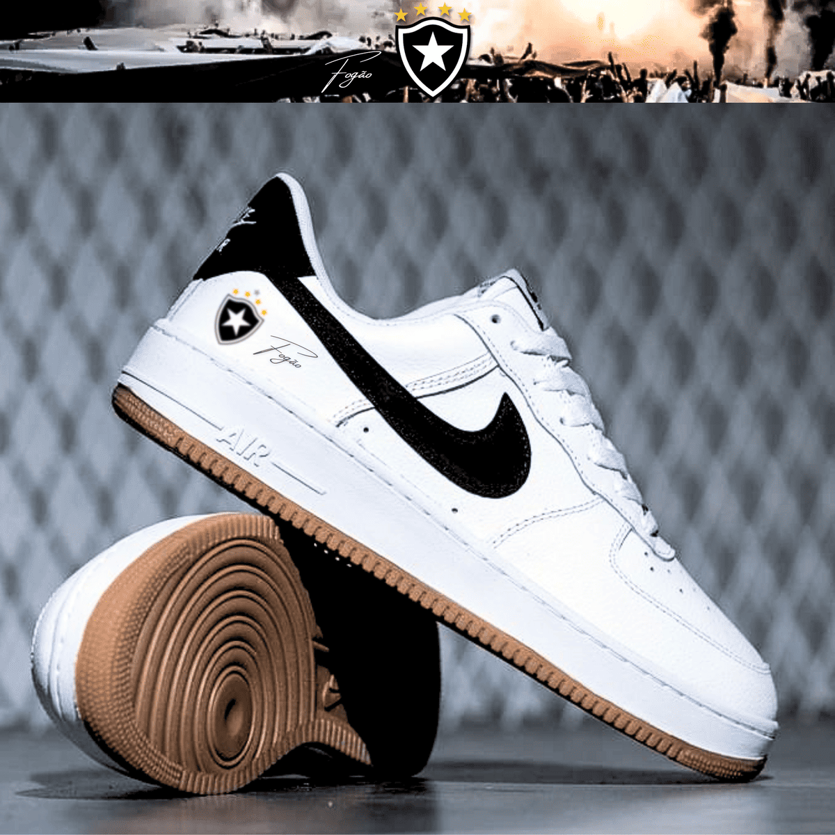 Exclusivo: Tênis Air Force White Black Obsidian Signature Customizado do Glorioso + *BRINDE 1x Caneca Oficial* - EDIÇÃO LIMITADA