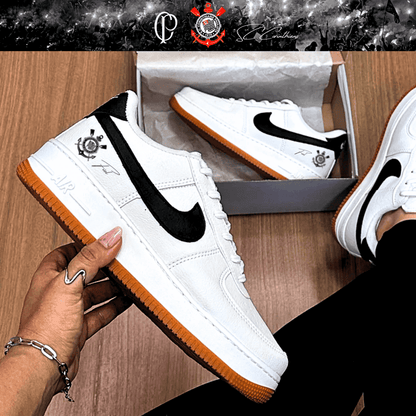 Exclusivo: Tênis Air Force White Black Obsidian Signature Customizado do Timão + *BRINDE 1x Caneca Oficial* - EDIÇÃO LIMITADA