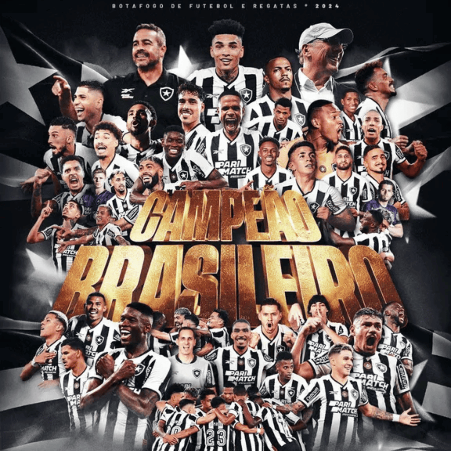 Exclusivo: Quadro de Medalhas Botafogo Multicampeão 2024 Brasileirão e Libertadores Moldura de Madeira 33x33cm + *BRINDE 1x Caneca* - EDIÇÃO LIMITADA