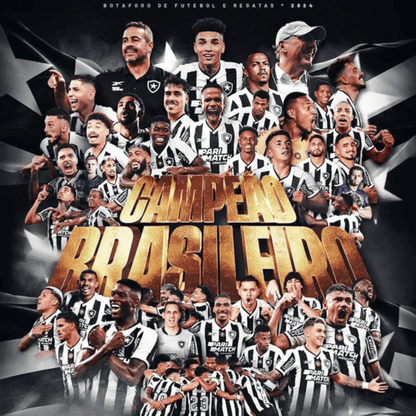 Exclusivo: Quadro de Medalhas Botafogo Multicampeão 2024 Brasileirão e Libertadores Moldura de Madeira 33x33cm + *BRINDE 1x Caneca* - EDIÇÃO LIMITADA